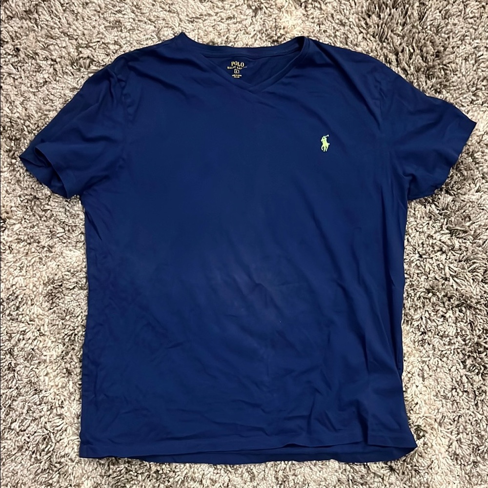 Polo by Ralph Lauren Men's Blue V-Neck T-Shirt